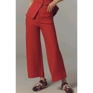 The Colette Knit Crop Wide-Leg Pants by Maeve Sz 31 Petite True Red New